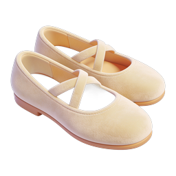 Cream Ballet Flats Icon - Elegant 3D Footwear Design