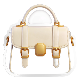 Elegant Cream Handbag Icon with Gold Hardware