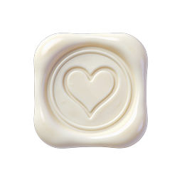 Creamy White 3D Heart Icon | Glossy Realistic Design