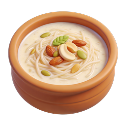 Bol de fideos cremosos con frutos secos y semillas - Icono 3D
