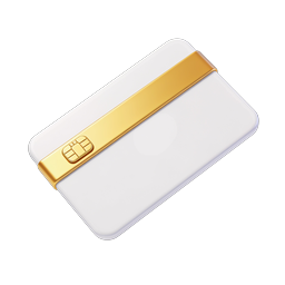 Premium White and Gold Credit Card Icon - 3D Render
