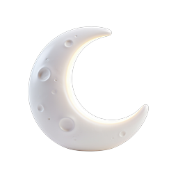 Ícone 3D elegante de lua crescente com brilho dourado