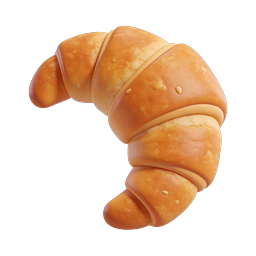 3D Croissant Icon - Golden French Pastry Illustration