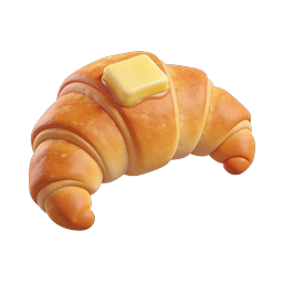 Croissant with Butter Icon | 3D Realistic Food Icon
