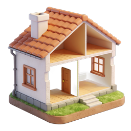 Haus-Querschnitt-Icon - 3D-Architekturillustration