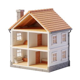 3D-Querschnitt-Haus-Icon für Immobilien & Architektur