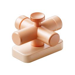 Cross-Shaped Pipe Valve Fitting Icon - 3D Render