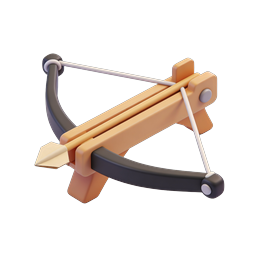 3D Crossbow Toy Icon - Orange Wooden Frame Design