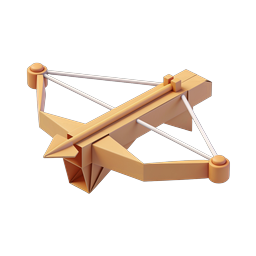 3D-иконка арбалета — геометрический дизайн Low Poly