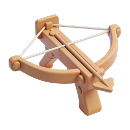 3D Clay-Style Crossbow Weapon Icon for Games