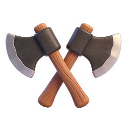 Crossed Viking Axes 3D Icon for Warrior Themes