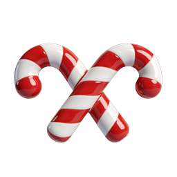 Crossed Candy Canes Christmas Icon - 3D Holiday Design