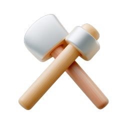 Crossed Hammers Icon - 3D Realistic Tools Graphic