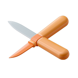 Crossed Kitchen Knives Clay 3D Icon | Cooking Tools