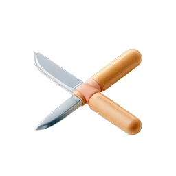 Crossed Kitchen Knives Icon - Realistic 3D Render