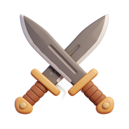 Crossed Knives 3D Icon | Combat Blade Illustration