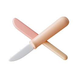 Crossed Knives Icon | 3D Kitchen Cutlery Design