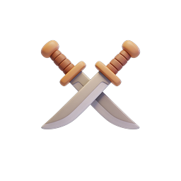 Crossed Knives Icon - 3D Rendered Dagger Design