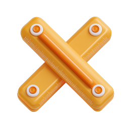 Crossed Rulers 3D Icon - Measurement & Design Tool