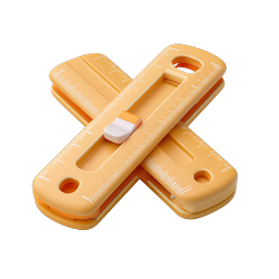 Crossed Orange Rulers Icon - 3D Measurement Tool