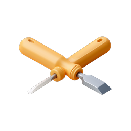 Crossed Screwdriver and Chisel 3D Tool Icon