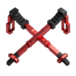 Crossed Swords Icon - 3D Isometric Voxel Weapon