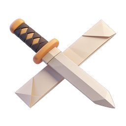 Icône 3D en argile d'épées croisées - Combat & Gaming