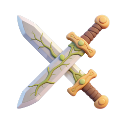 Crossed Swords 3D Clay Icon - Fantasy Game Asset