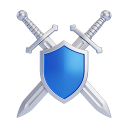 Crossed Swords and Shield 3D Icon - Defense & Security