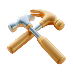 Crossed Hammer and Wrench Tools 3D Icon