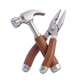Crossed Hammer and Pliers Tools Icon - 3D Realistic