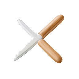 Crossed Kitchen Knives with Wooden Handles - Realistic Icon