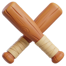 Crossed Wooden Fighting Sticks Icon - Martial Arts 3D