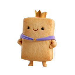 Cute Crown Toast King Icon - Royal Bread Character