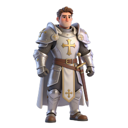 Crusader Knight Character - 3D Cartoon Icon