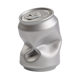 Ícone de lata de alumínio amassada - Símbolo de reciclagem 3D Render