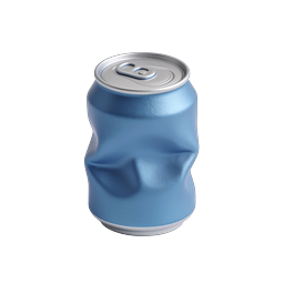 Zerdrückte blaue Getränkedose Icon - Recycling- & Abfallsymbol