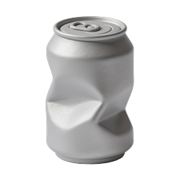 Icono de lata de refresco aplastada 3D – símbolo de reciclaje