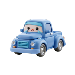 Crying Blue Truck Cartoon Character Icon