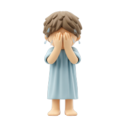 Ícone de personagem de menino chorando, estilo argila 3D