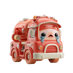 Crying Fire Truck Cartoon Character Icon