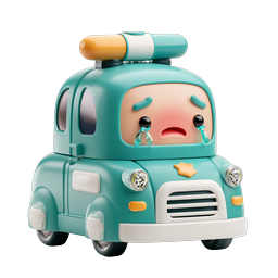 Crying Medical Toy Car Character Icon - Clay Style 3D