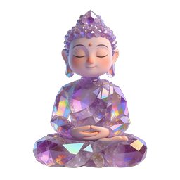 Crystal Buddha Meditation Statue – 3D Iridescent Icon