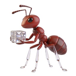 3D Crystal Carrying Ant Icon - Cute Insect Mascot