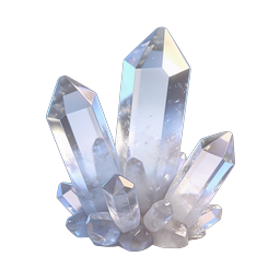 Realistic Crystal Cluster 3D Icon - Transparent Quartz