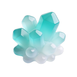 Teal Crystal Cluster 3D Icon | Premium Glass Gem Design