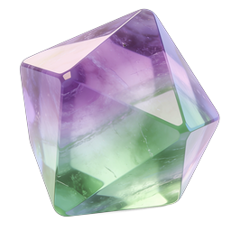 Transparent Crystal Gem Diamond Icon - Purple & Green 3D