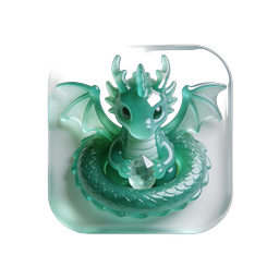 Crystal Dragon Figurine Icon - Magical 3D Render
