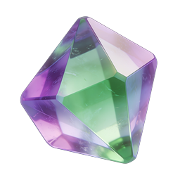 Crystal Gem 3D Icon - Purple & Green Realistic Gemstone