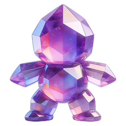 Icône 3D Personnage Robot Gemme de Cristal - Mascotte Iridescente